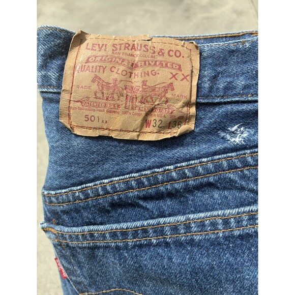 Vintage 80s Levis 501xx Jeans Mens 30x32 Button Fly USA Made Dark Wash Indigo - Picture 5 of 16